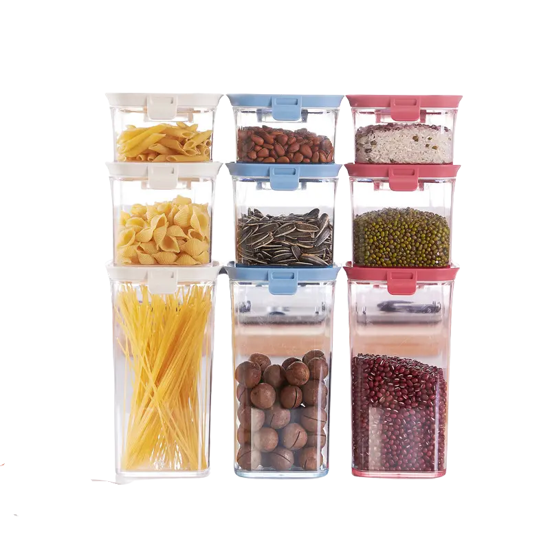 HippoMart Square Organiser Storage Container with Swivel Airtight Lid Food Dispensers 430ml+680ml , 2 in a set, Multicolor - Image #1