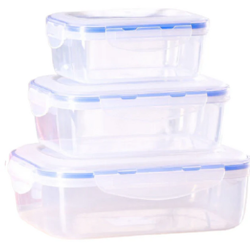 Transparent Plastic Rectangular Leakproof 3 Piece Food Storage Container Set - HippoMart SG