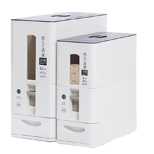 Easy One-Touch Airtight Rice Dispenser with Roller - White - HippoMart SG