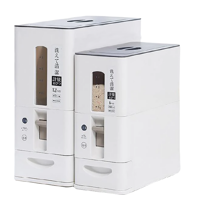 Easy One-Touch Airtight Rice Dispenser with Roller - White - HippoMart SG