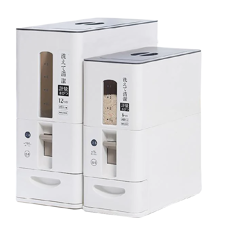 Easy One-Touch Airtight Rice Dispenser with Roller - White - HippoMart SG