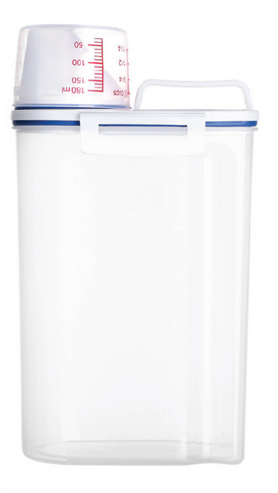 Container Airtight with Measuring Cup & Top Handle Food Storage and Dispensers, 2kg/2000ml - HippoMart SG