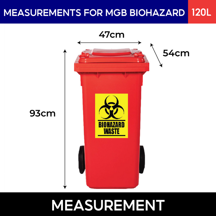 Biohazard Mobile Garbage Bin | MGB | 80L, 100L, 120L, 240L, 360L | Trash Bin | Medical Waste Bin - HippoMart SG