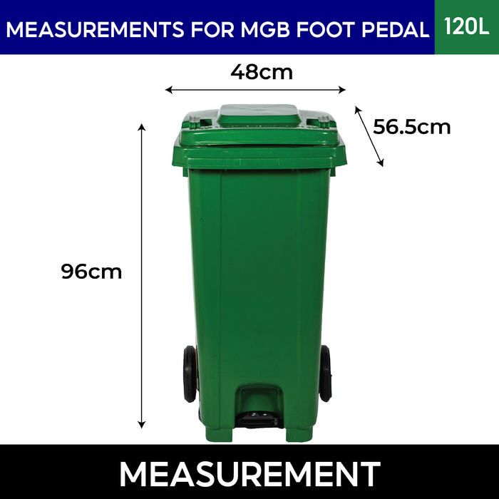MGB Integrated Foot Pedal Waste Bin | 120L, 240L & Colours | Trash Bin | Dustbin for Kitchen - HippoMart SG