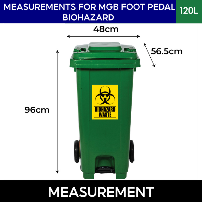 Biohazard Dustbin | Integrated Foot Pedal Waste Bin | 120L, 240L | Multiple  Colours | Trash Bin - HippoMart SG