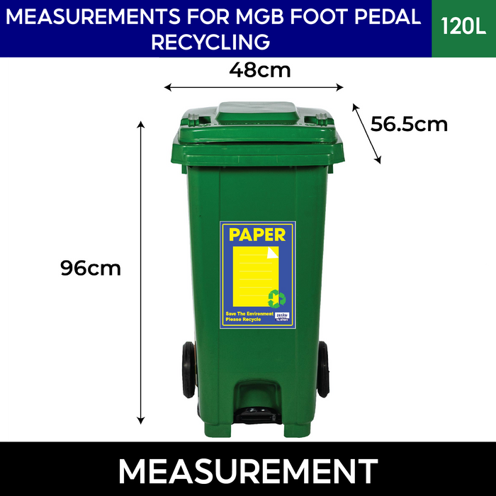 Recycling Integrated Foot Pedal Bin, 120L, 240L & Multiple Colours - HippoMart SG