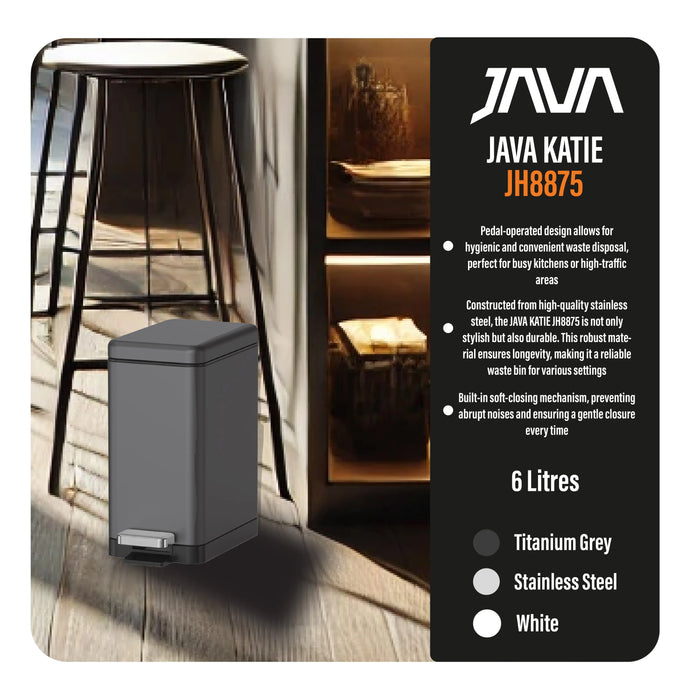 JAVA KATIE, JH8875, 6L, Step Bin with Soft Closing - Image #6