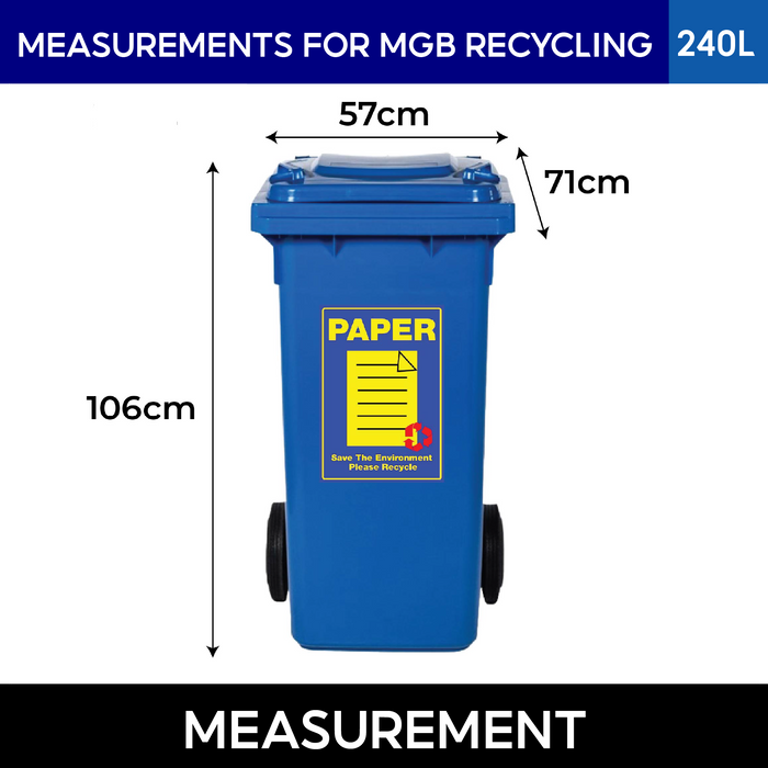Mobile Garbage Bin | MGB | 80L, 100L, 120L, 240L, 360L | Recycling Trash Bin | Dustbin | Dustbin for Kitchen - HippoMart SG