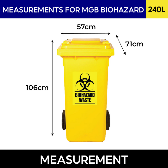 Biohazard Mobile Garbage Bin | MGB | 80L, 100L, 120L, 240L, 360L | Trash Bin | Medical Waste Bin - HippoMart SG