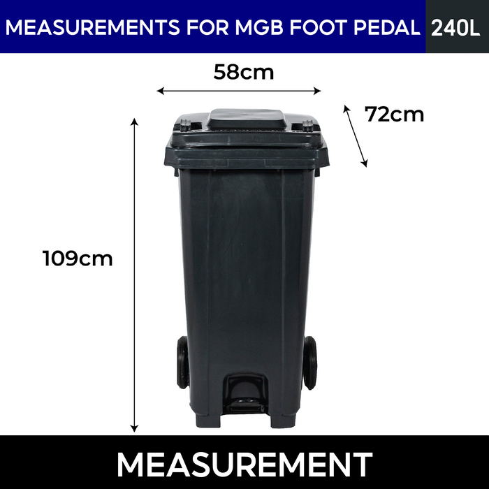 MGB Integrated Foot Pedal Waste Bin | 120L, 240L & Colours | Trash Bin | Dustbin for Kitchen - HippoMart SG