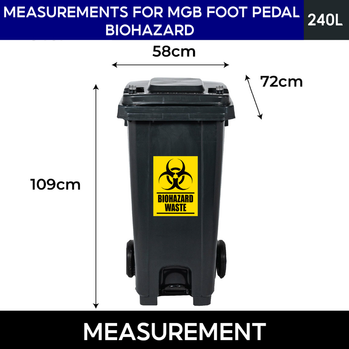 Biohazard Dustbin | Integrated Foot Pedal Waste Bin | 120L, 240L | Multiple  Colours | Trash Bin - HippoMart SG
