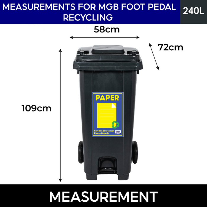 Recycling Integrated Foot Pedal Bin, 120L, 240L & Multiple Colours - HippoMart SG