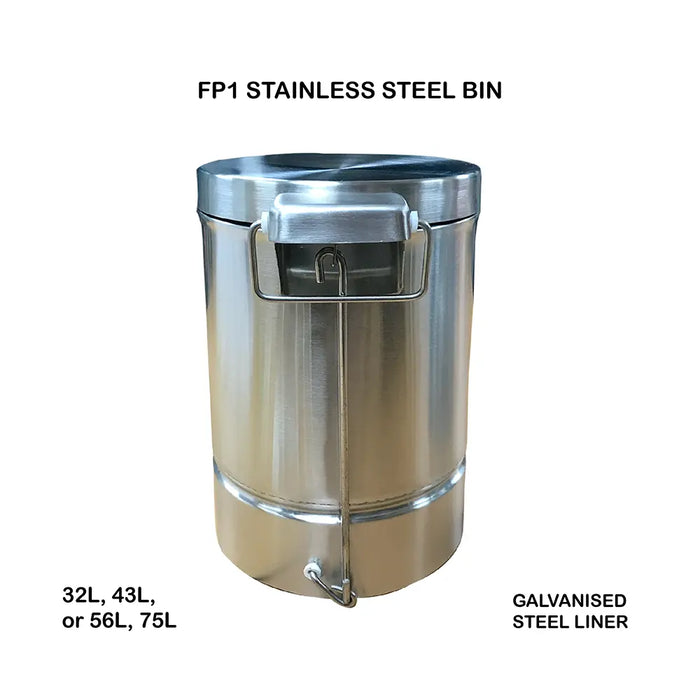 FP01 Stainless Steel Bin, Galvanised Inner Liner, Multiple Size - Image #4