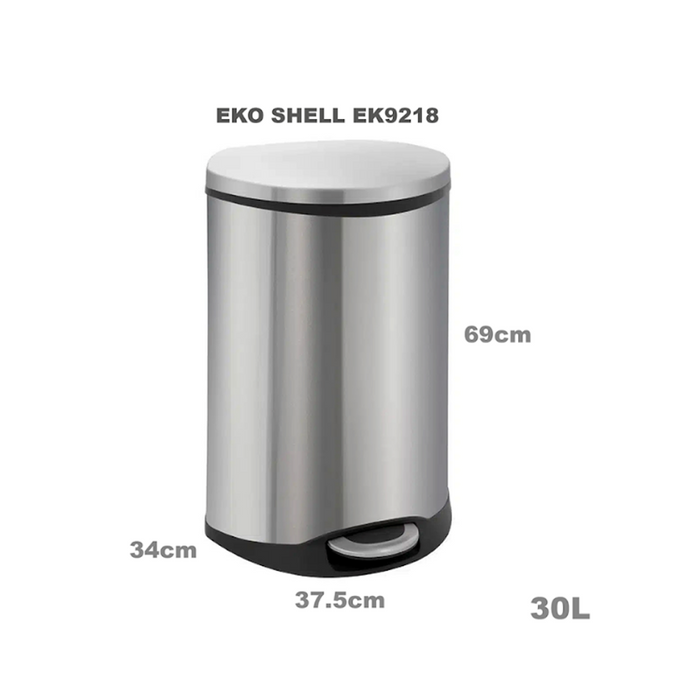 EKO SHELL, EK9218, Multiple Size, Step Pedal Dustbin with Soft Closing - HippoMart SG