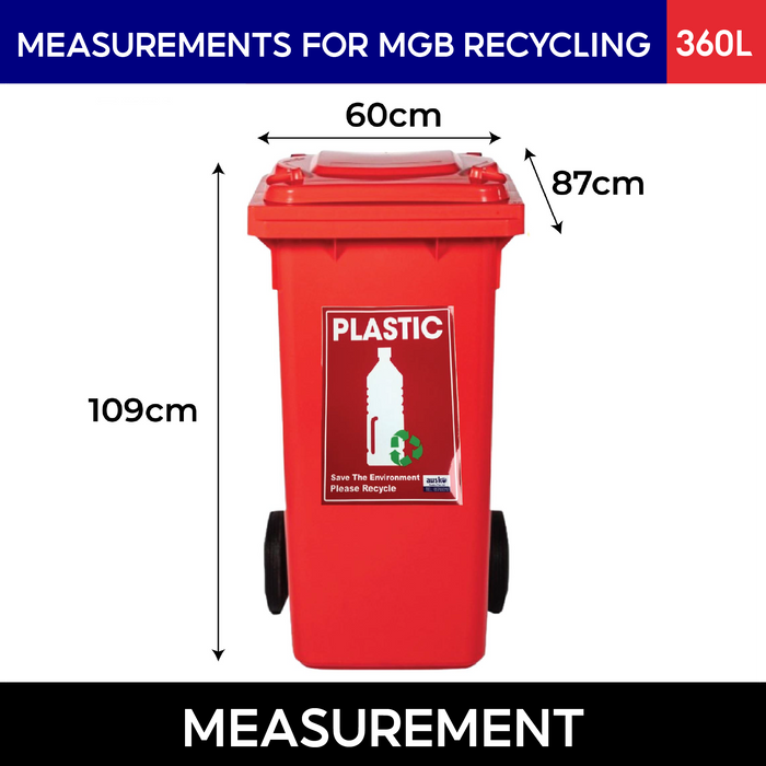 Mobile Garbage Bin | MGB | 80L, 100L, 120L, 240L, 360L | Recycling Trash Bin | Dustbin | Dustbin for Kitchen - HippoMart SG