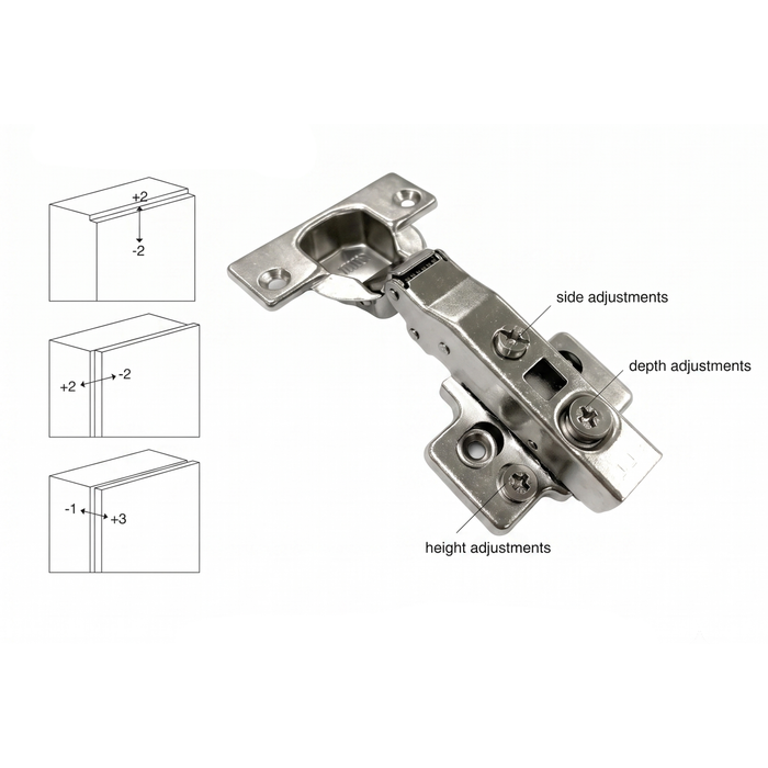 3D Adjustable Soft Close Hinge 0mm (Set of 2)