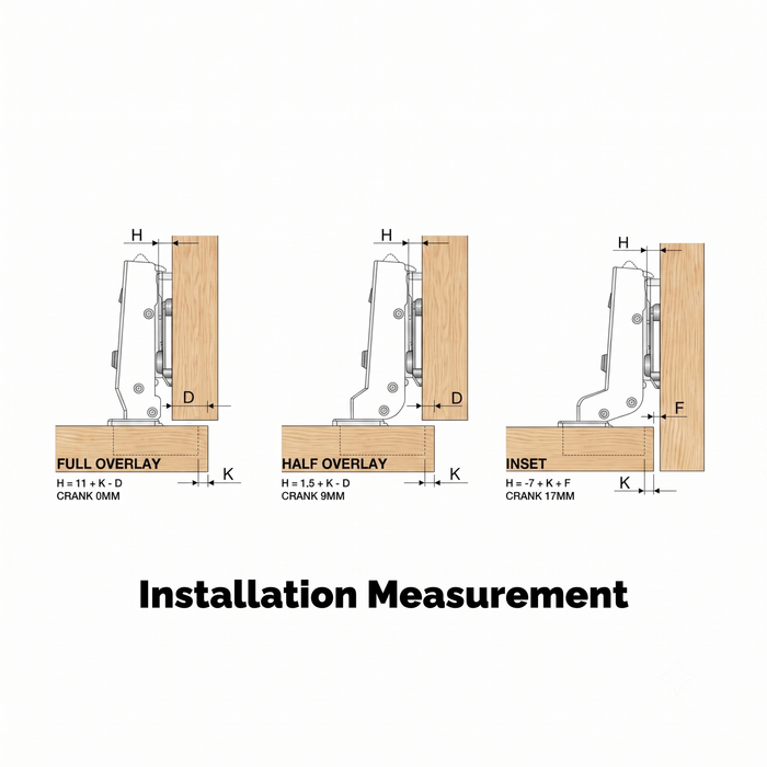 3D Adjustable Soft Close Hinge 0mm (Set of 2)