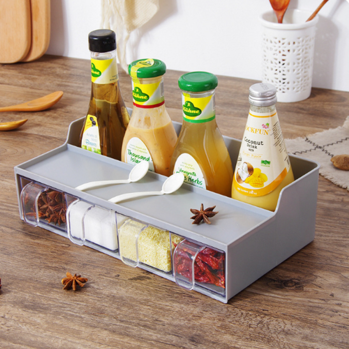 HippoMart 2 in 1 Kitchen Countertop Spices Compartment & Storage Rack (Multiple Colour) - HippoMart 