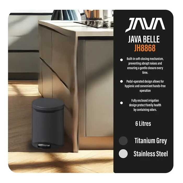 JAVA BELLE, JH8868, 6L, Step Bin with Soft Closing - Image #7