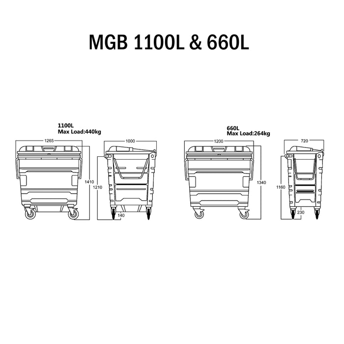 MGB Biohazard Mobile Garbage Bin, 660L, 1100L - Image #6