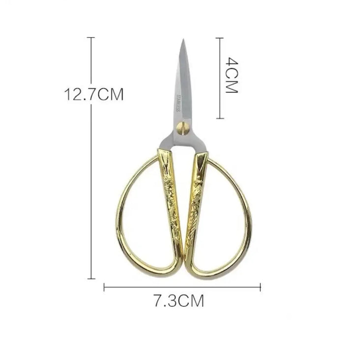 HippoMart Stainless Steel Vintage Household Scissors With Gold Handle [Multiple Sizes] HippoMart 