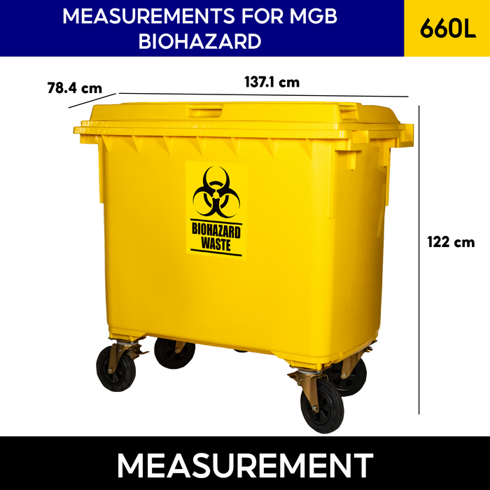 Biohazard Mobile Garbage Bin | 660L, 1100L | Trash Bin | Waste Bin | Medical Bin | Multisize - HippoMart SG