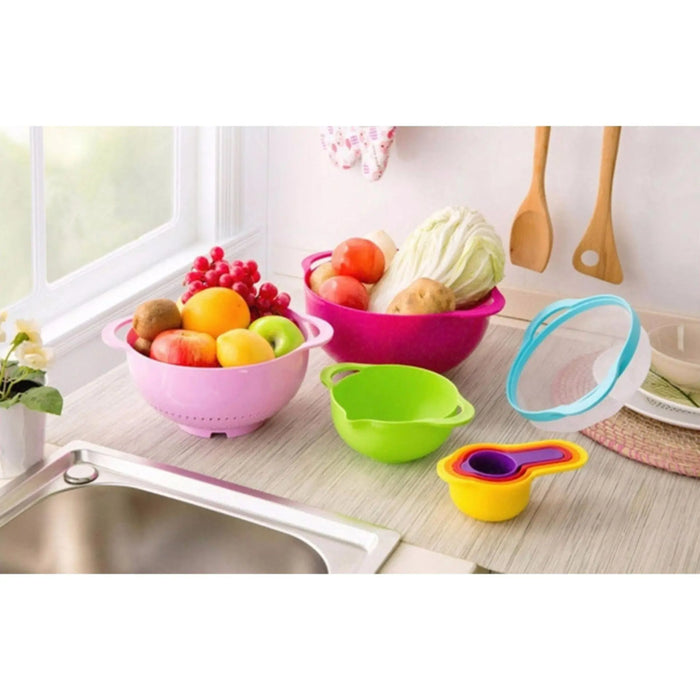 Korean Rainbow Nestable Food Grade ABS Kitchen Utensils & Bowl Set - Image #3