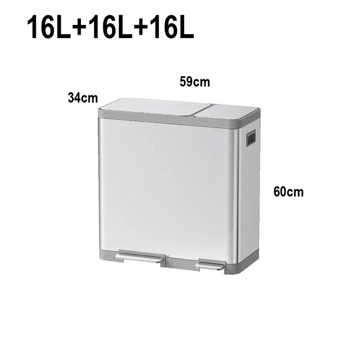 JAVA NAFISI, JH8870, 16L+16L+16L, Triple Liner Recycling Bin with Soft Closing - HippoMart SG