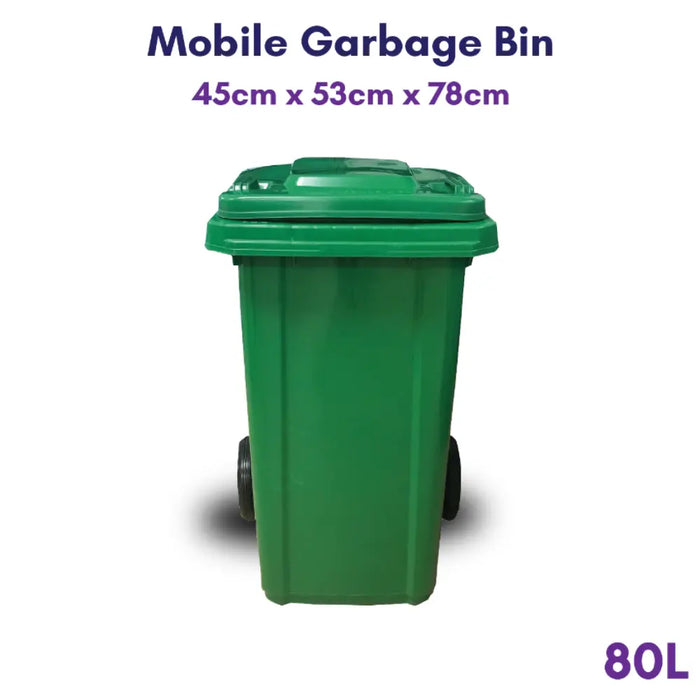 Mobile Garbage Bin - 80L, Green HippoMart 