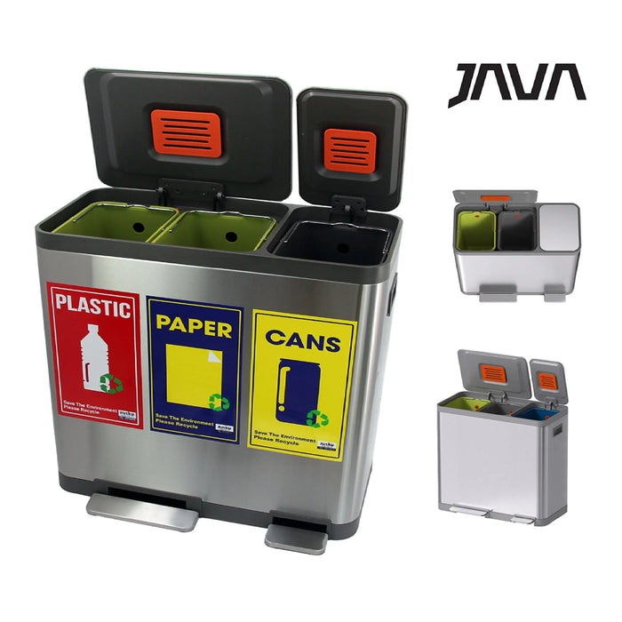 Java Bin Packing JAVA Recycling Bin | NAFISI | JH8870 | 16L+16L+16L | Triple Liner ...