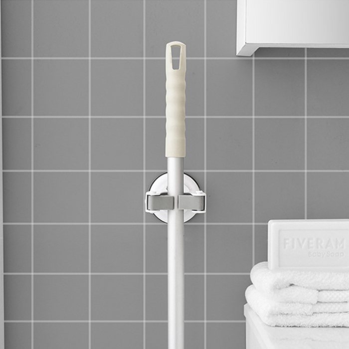HippoMart Wall-Mounted Mop Holder - Traceless Bathroom Storage Solution for Brooms and Mops