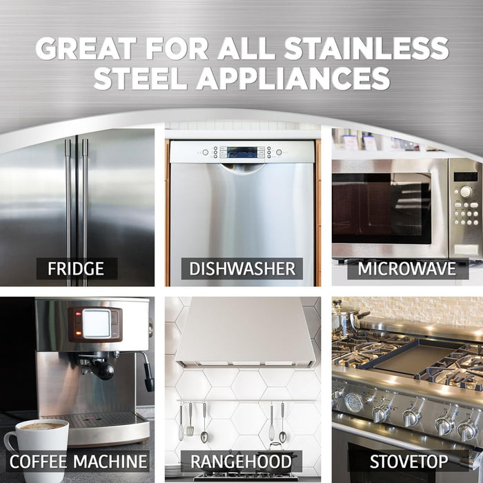AEROPAK | Stainless Steel Cleaner Spray | 500ml | Fridge Oven Stove Polish | Remove Watermarks Fingerprints Smudges