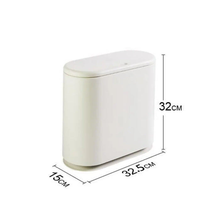 NORDIC Pushpod Waste Bin, 10L, White, Cream - HippoMart SG