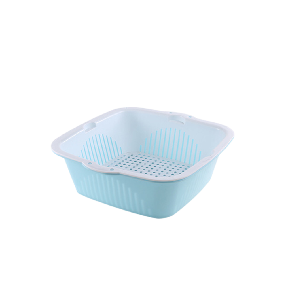 HippoMart Double-Layer Plastic Draining Basket, Fruit Bowl, Vegetable Washing Basket [Multiple Colours] - HippoMart 