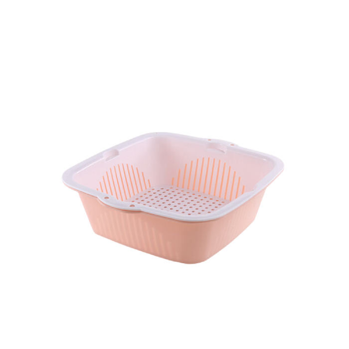 HippoMart Double-Layer Plastic Draining Basket, Fruit Bowl, Vegetable Washing Basket [Multiple Colours] - HippoMart 