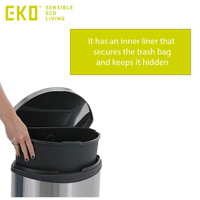 EKO Dustbin | Shell | EK9218 | Trash Bin | Waste Bin | Stainless Steel | Soft Closing | 30L/50L - HippoMart SG