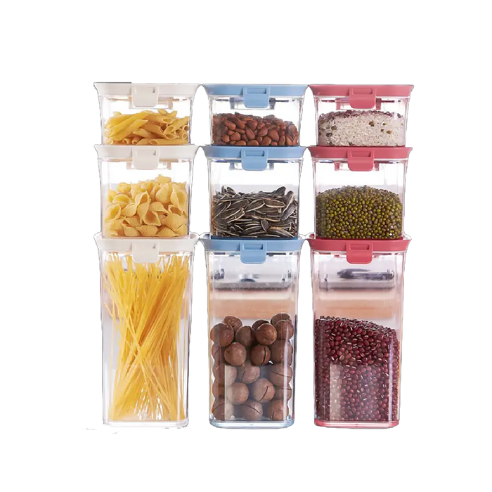 Square Organiser Storage Container with Swivel Airtight Lid Food Dispensers 430ml+680ml , 2 in a set, Multicolor - HippoMart SG