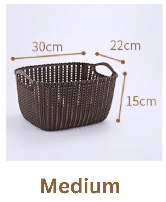HippoMart Rattan Designer Basket with Slim Handle, Multiple Size, Colour - HippoMart SG