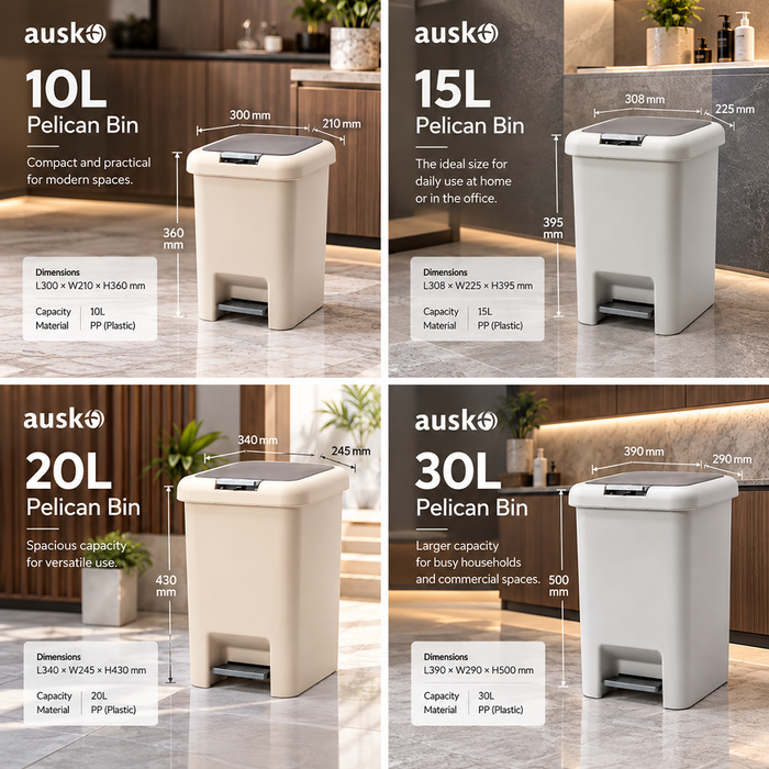 AUSKO | Pelican | Multisize | Pedal Dustbin | Indoor Dustbin - HippoMart SG
