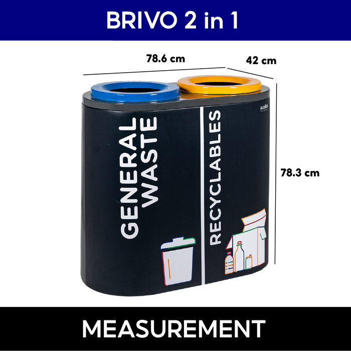 Brivo Multi-Compartment Recycling Bin | 2-in-1, 3-in-1, 4-in-1 Options - HippoMart SG