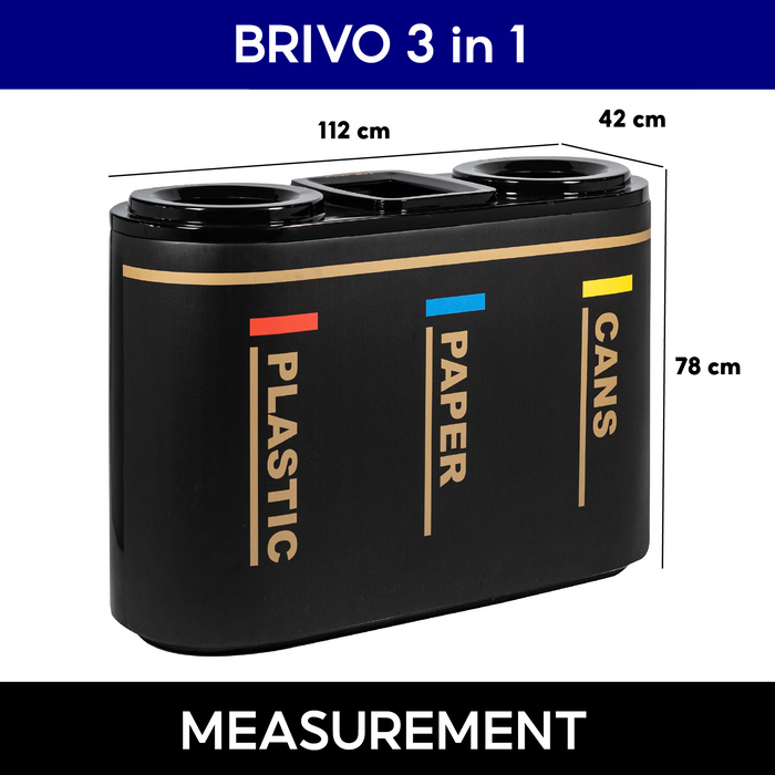 Brivo Multi-Compartment Recycling Bin | 2-in-1, 3-in-1, 4-in-1 Options - HippoMart SG