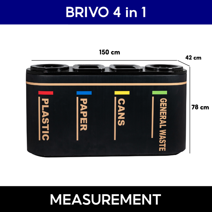 Brivo Multi-Compartment Recycling Bin | 2-in-1, 3-in-1, 4-in-1 Options - HippoMart SG