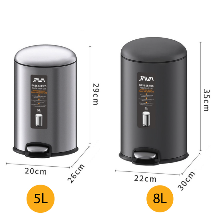 JAVA Dustbin | BASS | JH8853 | 5L, 8L, 12L, 20L, 30L | Step Bin | Soft Closing | Trash Bin | Dustbin - HippoMart SG