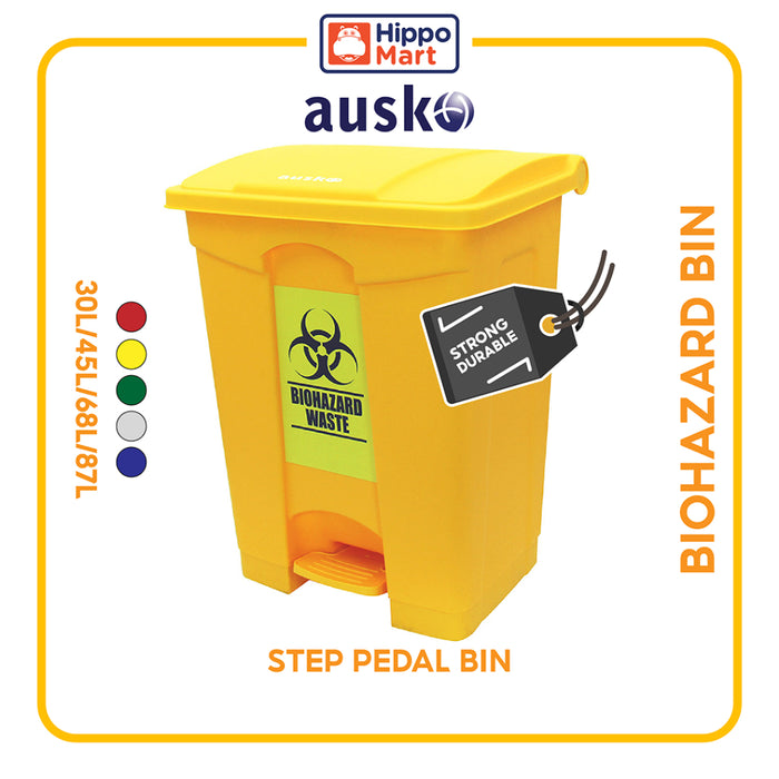 Biohazard Dustbin | Step Pedal Bin | Multiple Size | Trash Bin | Medical Bin | Waste Bin - HippoMart SG