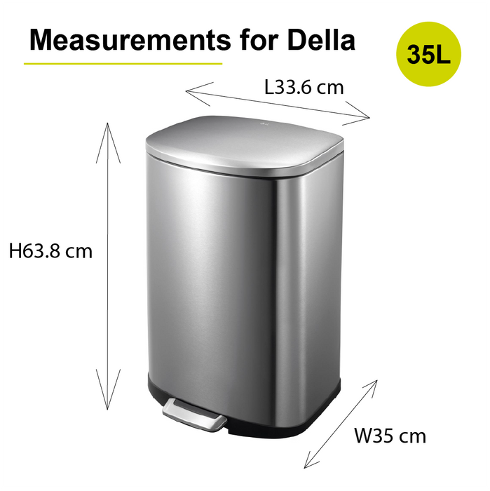 EKO Dustbin | Della | EK9366 | Trash Bin | Waste Bin | Soft Closing | 6L/12L/20L/35L/50L - HippoMart SG