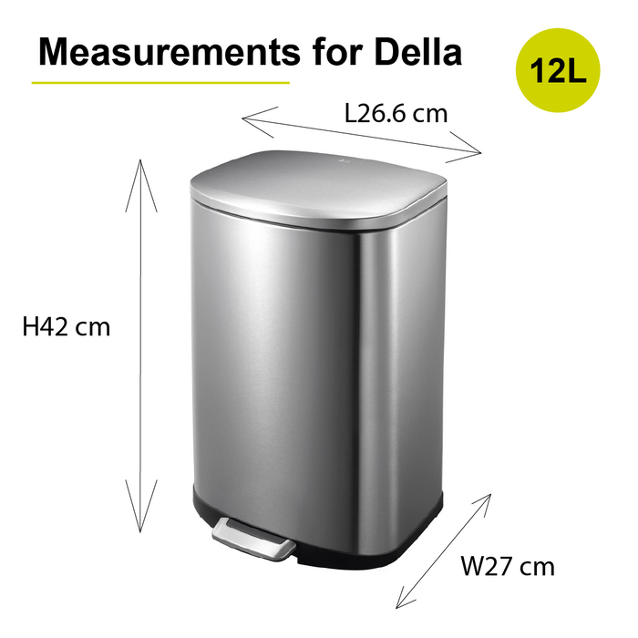 EKO Dustbin | Della | EK9366 | Trash Bin | Waste Bin | Soft Closing | 6L/12L/20L/35L/50L - HippoMart SG