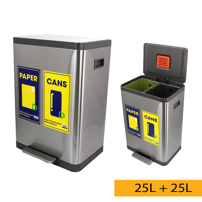 JAVA Recycling Bin | NAFISI | JH8851 | Dual Compartment Bin | 16L +16L | 25L +25L - HippoMart SG