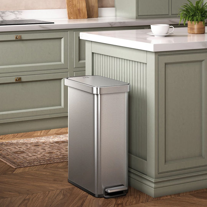 EKO Dustbin | Hudson Slim | EK9167 | Trash Bin | Waste Bin | Stainless Steel | Step Pedal Bin | Soft Closing - HippoMart SG