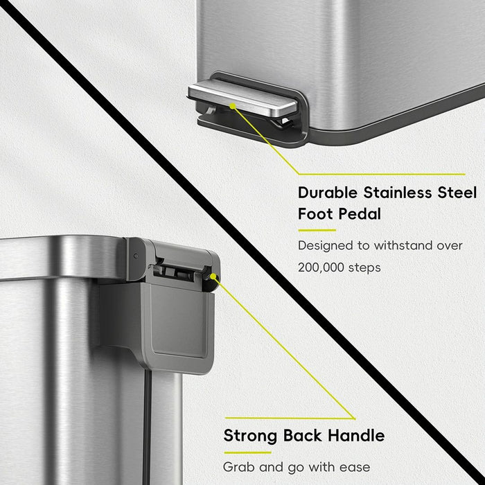 EKO Dustbin | Hudson Slim | EK9167 | Trash Bin | Waste Bin | Stainless Steel | Step Pedal Bin | Soft Closing - HippoMart SG