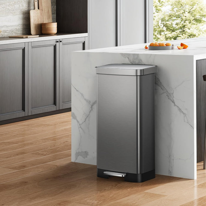 EKO Dustbin | Hudson | EK9168 | Trash Bin | Waste Bin | Stainless Steel | Step Pedal Bin | Soft Closing - HippoMart SG